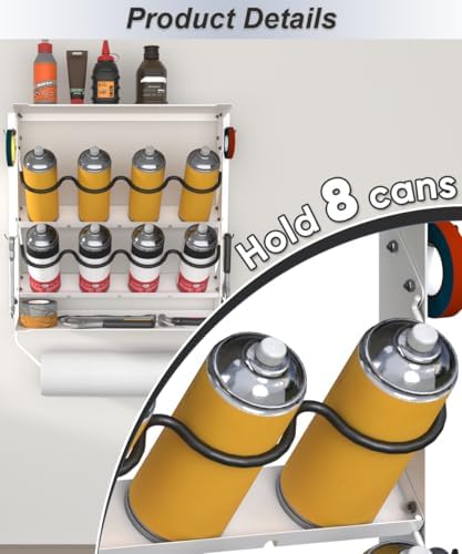 Spray Can Holder, Garage Paint Bottle Organizer Wall Mount, White - Image 2