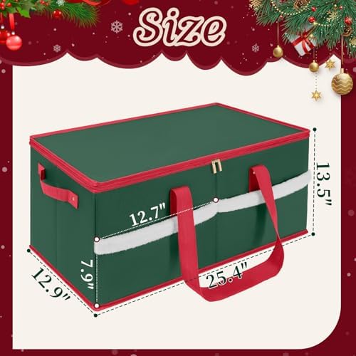 Christmas Ornament Storage Box with Adjustable Dividers Zippered Top Stores up to 128 Holiday Ornaments (3 Inch) Xmas Ball Decorations Organizer Storage Container Bin - Image 2