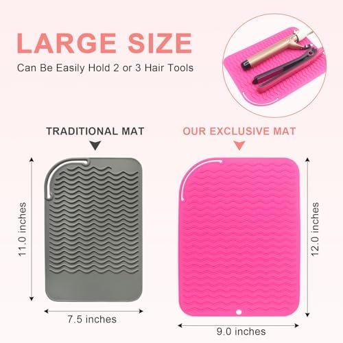 Suafrnut Plus Size Silicone Heat Resistant Mat for Hair Tools(12" x 9") - Image 4