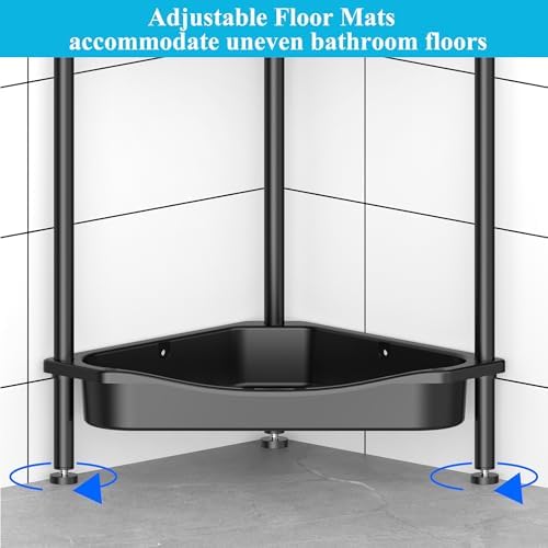 HuggieGems Metal Floor Standing Corner Shower Caddy, Jet Black, 4 Tier - Image 2