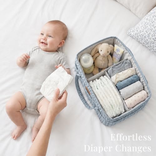 Konssy Baby Diaper Caddy Organizer, Braided Quilted Design with PU Handles - Image 2