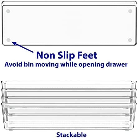 Simple Houseware Clear Drawer Organizer for Office Bin Desk Storage, 3.25"x 9.5", 4 Packs - Image 4