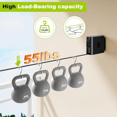 Retractable Clothesline, 13.9 FT TPU Strap, 34 Hanging Holes, Wall Mounted - Image 6
