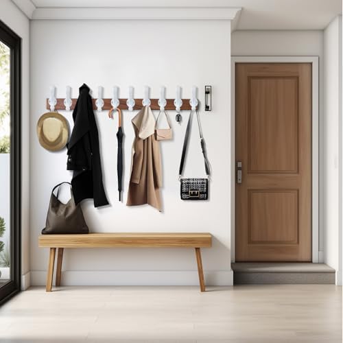 6 Pack Coat Hooks Wall Mount Heavy Duty Utility Retro Double Hooks for Hanging Coats,Hat, Towel, Key, Robe, Scarf, Bag, Cap (White) - Image 6