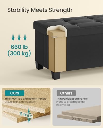 SONGMICS Storage Ottoman Bench with Legs, Flipping Lid, 43.3 Inches - Image 5