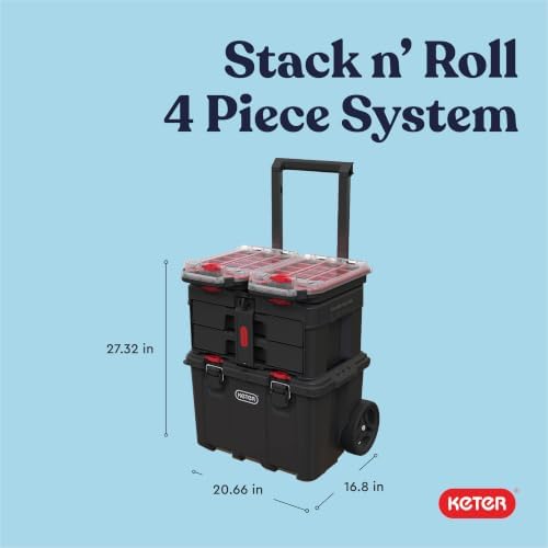 Keter Stack N Rolling Tool Box Modular Storage System 4 Piece - Image 2