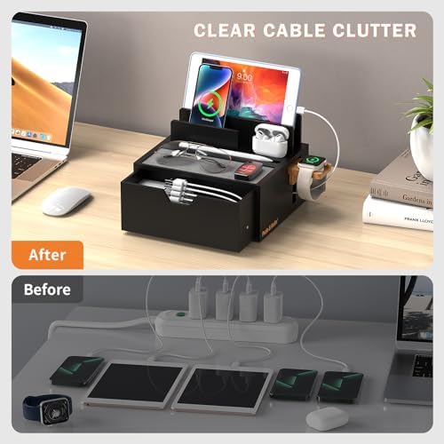 Pezin & Hulin Charging Station Dock with Charger HUB and Cables-Black - Image 7