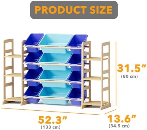 SpaceAid Toy Storage Organizer with 6 Shelves and 12 Bins, Toy Organizers Storage Bookshelf, Kids Bin Shelf Toys Box Bookcase for Bedroom Playroom Organization Room Decor, Blue and Navy Blue - Image 2