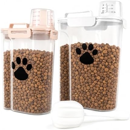 5-7Lbs Dog Storage Container with cleaning brush and Measuring Cup by Kapituem