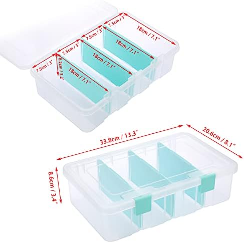 BTSKY Clear Plastic Dividing Storage Box with 4 Compartments Sewing Box - Image 3