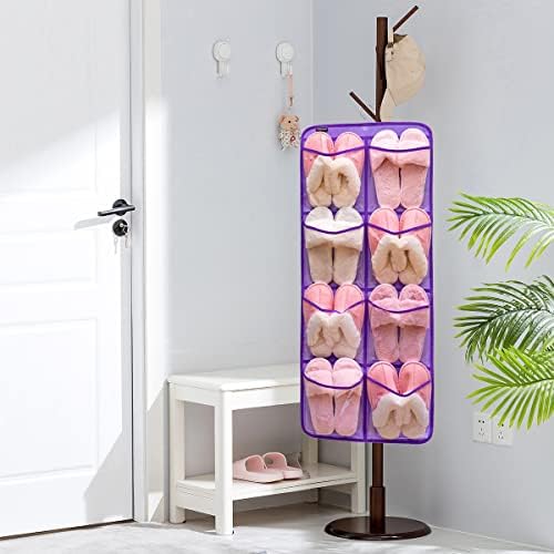 Dual-Sided Hanging Closet Organizer for Socks Underwear Bra Kids Storage Organizer for Baby Clothes Toddler Shoes with 26 Pockets (Purple-Clear Pockets) - Image 5