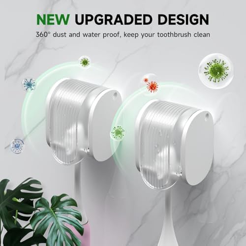 6 Pcs Toothbrush Holders Wall Mounted, Single Slot Design, Shower Self Adhesive Wall Mounted Toothbrush Holder with Cover, Waterproof and Dustproof, Suitable for Bathroom, Family, Travel (Transparent) - Image 2
