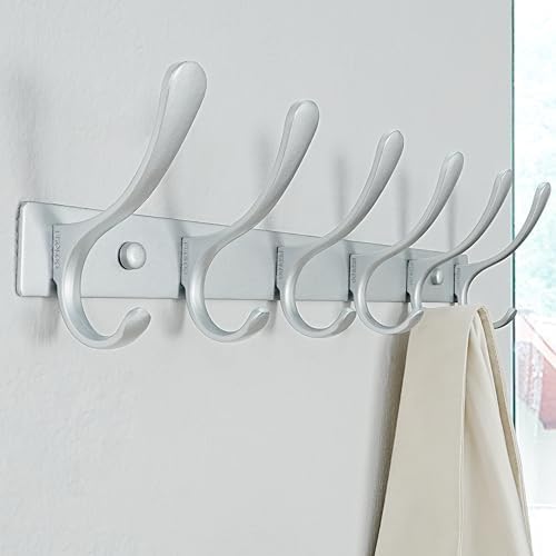 SKOLOO Coat Rack Wall Mounted - 6 Hooks, Heavy Duty, Stainless Steel, Metal Wall Hangers, Sturdy Coat Hooks for Hanging Coats, Jacket, Clothes, Hat, Cold Light Silver - Image 4