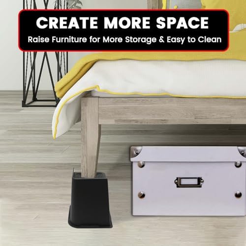 MYMULIKE Bed Risers 4 inch,6 inch, 8 inch, Oversized Furniture Risers, Support Up to 6000 Lbs, Lift 4 inch for Couch, Sofa, Table,Chair (Black 8 Pack, 6 inch) - Image 6