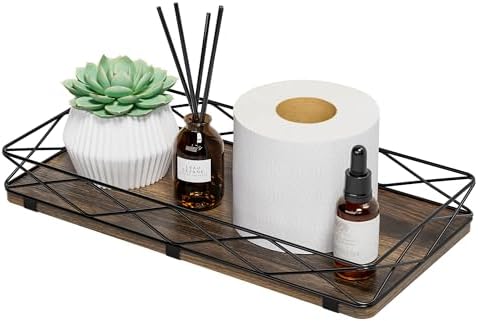 Lixple Toilet Paper Basket, 13" Bathroom Toilet Tank Tray Brown-Black by Lixple