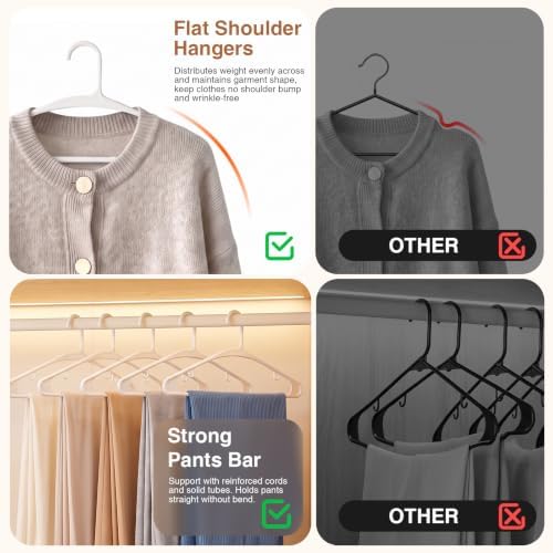 White Plastic Hangers 100 Pack Slim Clothes Hangers with Strap Hook - Image 3