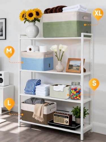 BALEINE 4 Pack Fabric Closet Storage Bins for Shelves, Linen Closet Organizers and Storage, Decorative Baskets for Organizing, Shelf, Clothes, Home, Office (White, 12"x8"x8") - Image 4