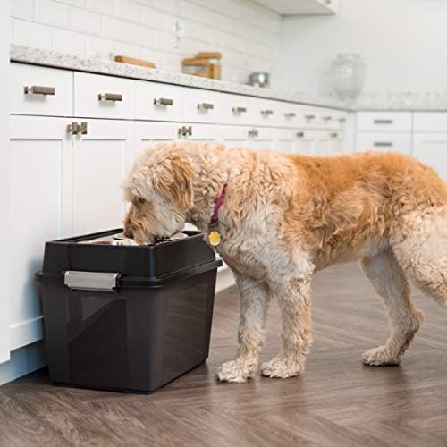 IRIS USA Elevated Dog Bowls 15" H, up to 47 lb Storage, Smoke, Made in USA - Image 3