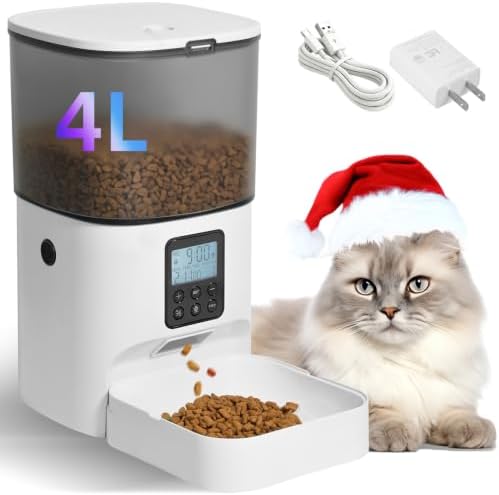 ANDOLL HOME Automatic Cat Feeder,4L Timed Cat＆Dog Dry Food Dispenser by ANDOLLHOME