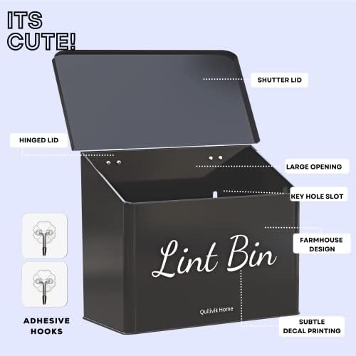 Metal Magnetic Lint Bin With Lid For Laundry Room Decor With Small Lint Holder Bin| Metal Box| Lint Holder Bins for Organzation (Black, Small) - Image 3