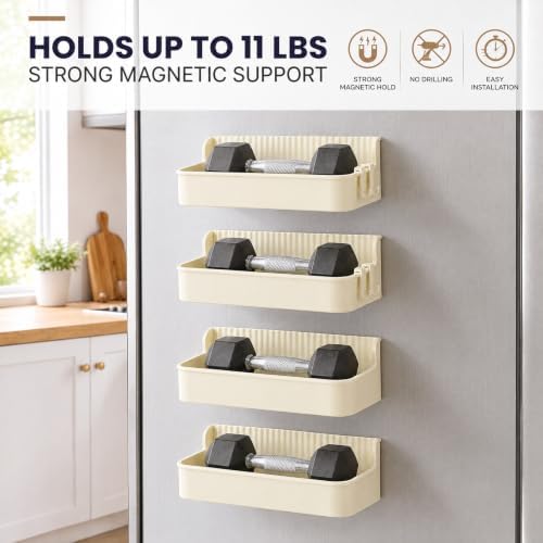 MIMIyasha Magnetic Shelves for Washing Machine - Versatile Storage Organizers for Washing Machine (Cream,4 Pack) - Image 5