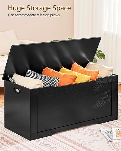 usikey 39.4” Storage Chest, Toy Chest, Toy Box with Safety Hinges, Lift Top Storage Bench, Supports 220 lb, for Living Room, Bedroom, Entryway, Black - Image 4