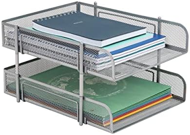 Mind Reader Stackable Paper Tray, Desktop Organizer, File Storage, Office, Metal Mesh, 2 Pc, Silver by MindReader