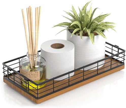 Toilet Paper Basket, 13" Bathroom Toilet Tank Basket with Handles Walnut by JNFUZ