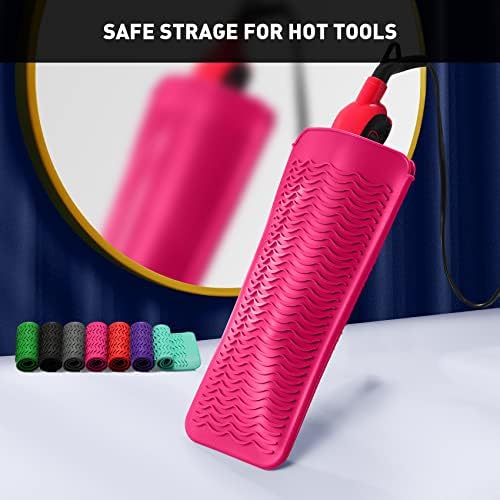 ZAXOP Heat Resistant Silicone Mat Pouch for Curling Irons & Flat Irons, 2-in-1 Travel Case & Cooling Pad for Hot Tools, Anti-Slip Countertop Protector, Pack Instantly Without Waiting to Cool(Hotpink) - Image 5
