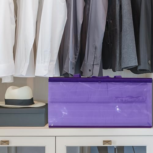 Vieshful Purple 40L Clear Clothes Storage Bag Colorful Clothes Organizer with Zipper Vinyl Storage Bag for Comforter, Blanket, Bedding, Duvet, Transparent Moving Totes 3 Pack - Image 6