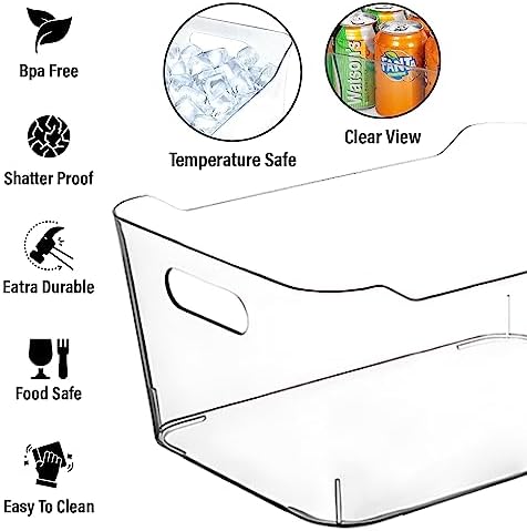 Clear storage organizer bins, Medium Kitchen Cabinet Organizers and Storage Baskets Pantry Fridge Containers for Organizing Cabinet Organization Perfect for Foods Snacks Chips Vitamin spices - Image 6