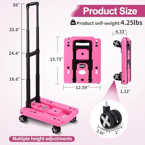 GtIiFmTe Foldable Hand Truck, Lightweight Luggage Cart for Airport Car Seat - Image 3