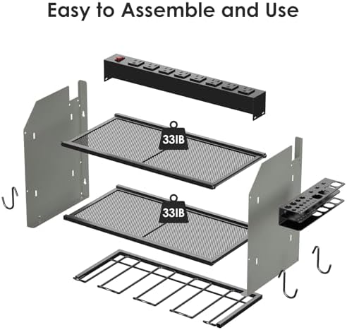 CCCEI Wall Mount Modular Tool Charging Organizer, Grey, 1 Pack, 3 Tier. - Image 3