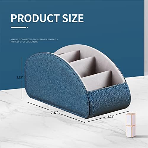 Remote Control Holder, Leather 5 Rooms Desk Organizer and Decorations for Living Room, Bedside Table Remotes Caddy for TV Controllers/ Makeup Brush Pen/ Office Stationery/ Art Supplies/ Eyeglasses - Image 3