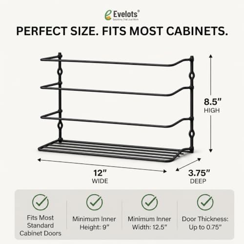 Evelots Kitchen Wrap Organizer - Hold up to 4 Plastic, Foil, Paper, Wax - Cabinet Door, Wall Rack Basket - Sandwich, Freezer, Food Bag Storage - Laundry Supplies - Black - Image 2