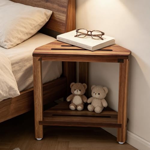 IBosins Corner Shower Stool 16.1in Small Bench Storage Shelf Natural Finish - Image 6