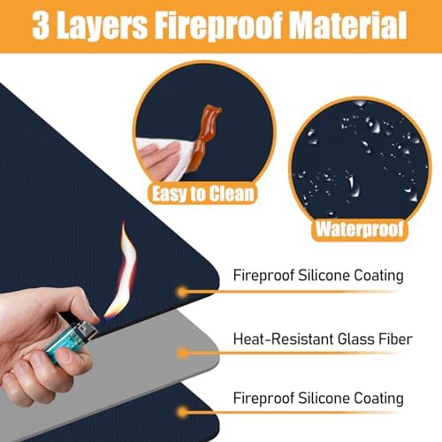 TOHONFOO Heat Resistant Mats for Countertop & Air Fryer, 24x16 in, Blue - Image 2