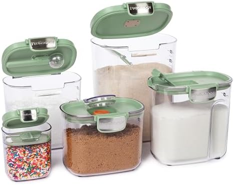 ProKeeper+ Airtight Food Storage Container Set – Clear Plastic Flour and Sugar Canister Set with Magnetic Accessories for Kitchen Organization (Pistachio, 9-Piece) - Image 3