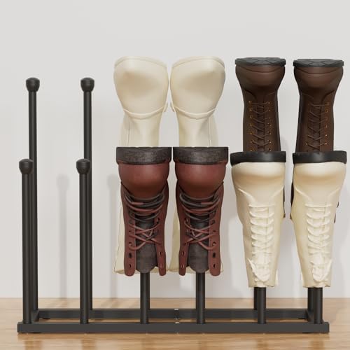 22.5 Inches Free Standing Shoe Racks, Tall Black Metal Boot Rack Organizer for 6 Pairs, Knee-High Boot Storage Shelf for Closet, Bedroom, Entryway, Hallway, Black by Tigerden
