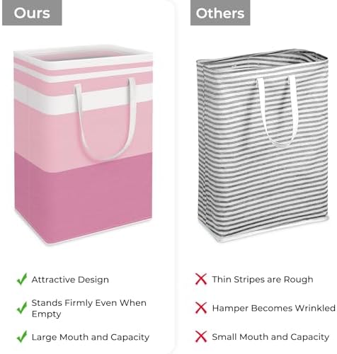 HomeHacks 2 Pack Large Laundry Baskets, Laundry Hampers Bags (Pink 75Lx2) - Image 3