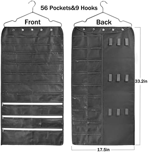 BB Brotrade Hanging Jewelry Organizer,Accessories Organizer,56 Pocket Organizer for Holding Jewelries (Black-56 Pockets) - Image 5