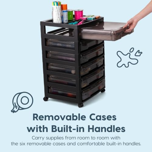 IRIS USA Rolling Cart with Drawers |Made in USA| 6-Tier Cases - Black/Gray - Image 3