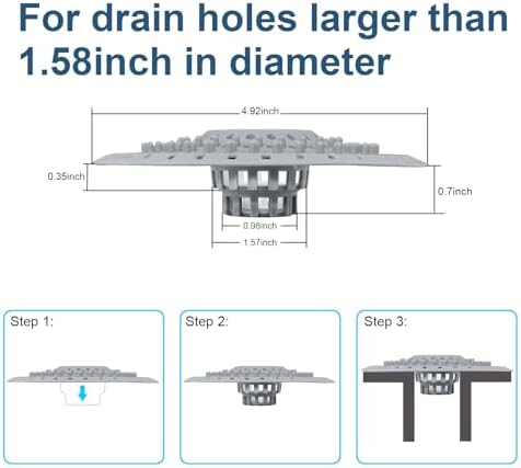Bathtub Drain Hair Catcher, Silicone Tub Hair Catcher Drain Protector Strainer, Collapsible Shower Hair Drain Catcher Strainer for 1.48'' to 1.75'' Regular Drains, 3PCS - Image 3