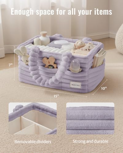 Blissful Diary Flannel Diaper Caddy Organizer & Gift Packaging,Light Purple - Image 3