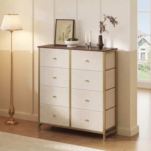 Sweetcrispy 8 Drawer Fabric Dresser, Tall Storage Tower for Bedroom, Khaki - Image 2
