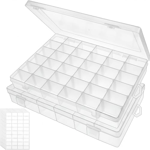 Bead Organizer Storage 2 Pack 36 Grid Jewelry Tackle Craft Box Adjustable by Outuxed