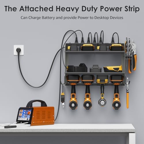 CCCEI Wall Mount Modular Tool Charging Organizer, Grey, 2 Pack, 3 Tier. - Image 6