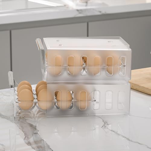 Ettori Egg Holder for Refrigerator Drawer Type Egg Container for Refrigerator BPA Free Fridge Organizer-12 Egg Storage,Stackable - Image 5