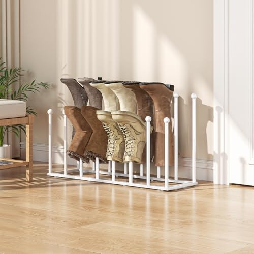 Freestanding Boot Rack, Shoe Storage Organizer Fit for 8 Pairs, White - Image 6