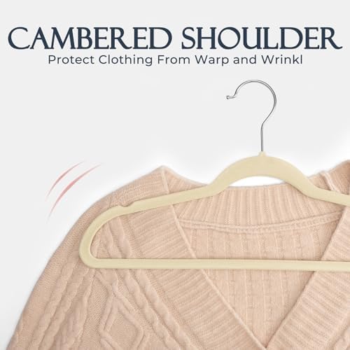 HOUSE DAY Beige Velvet Hangers 20 Pack, Non Slip Clothes Felt Hanger - Image 5